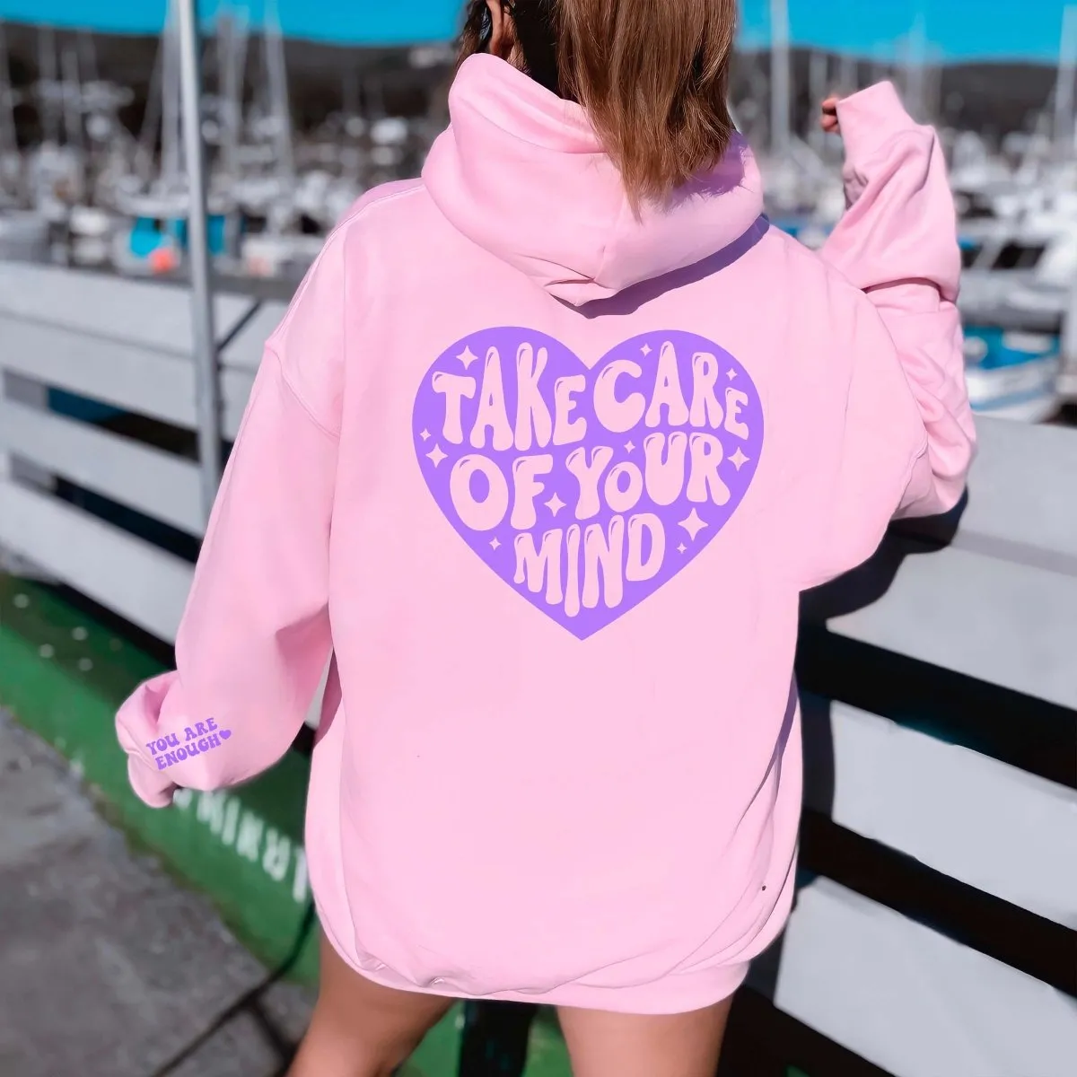 Take Care You Are Enough Wholesale Hoodie With Sleeve Design