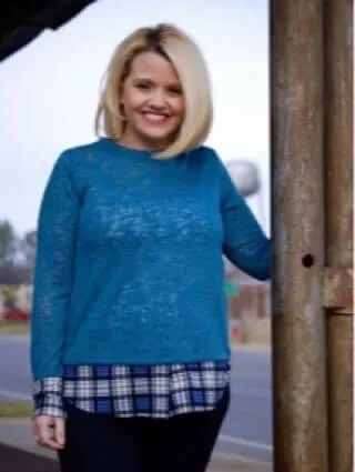 Teal And Plaid Top