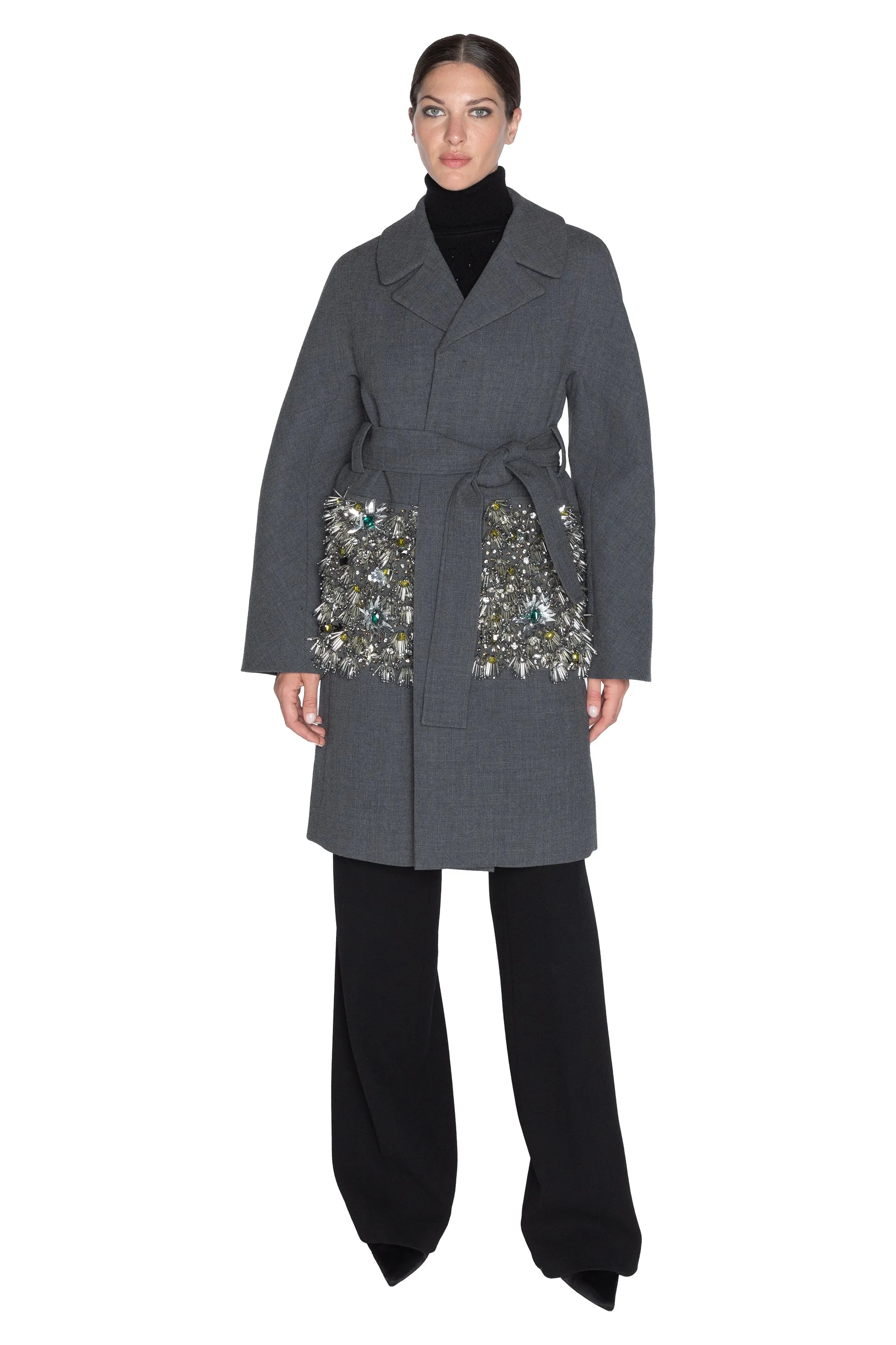 'THE HOLIDAY' PATCH POCKET WRAP COAT