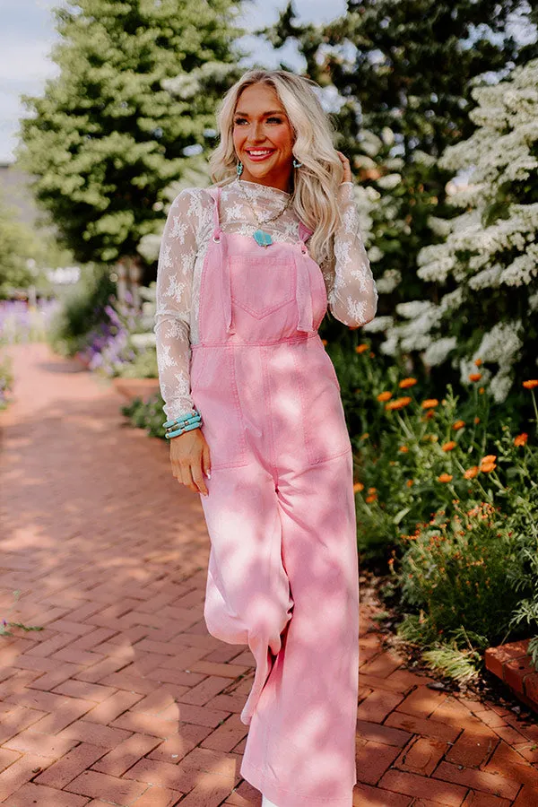 The Meena Denim Overalls In Pink