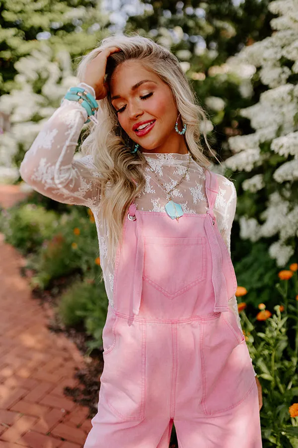 The Meena Denim Overalls In Pink