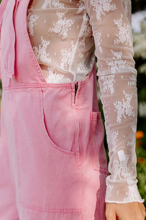 The Meena Denim Overalls In Pink