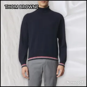 THOM BROWNE  |Cashmere Street Style Long Sleeves Plain Logo Designers