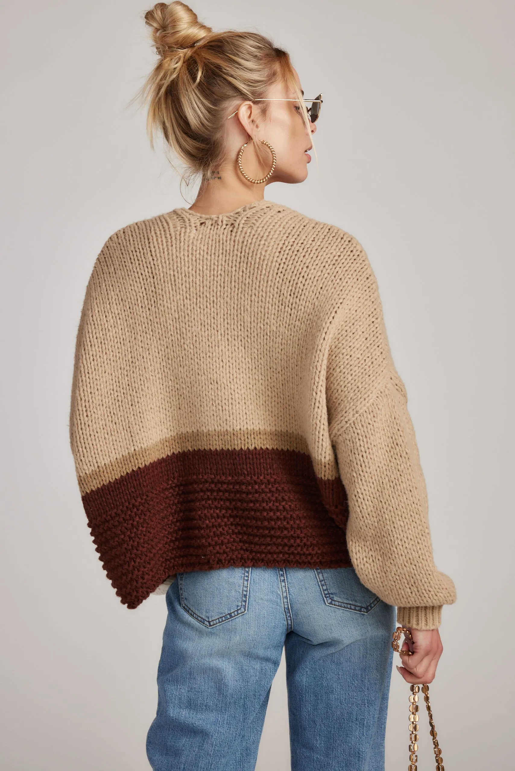 Tori Beige Colorblock Sweater