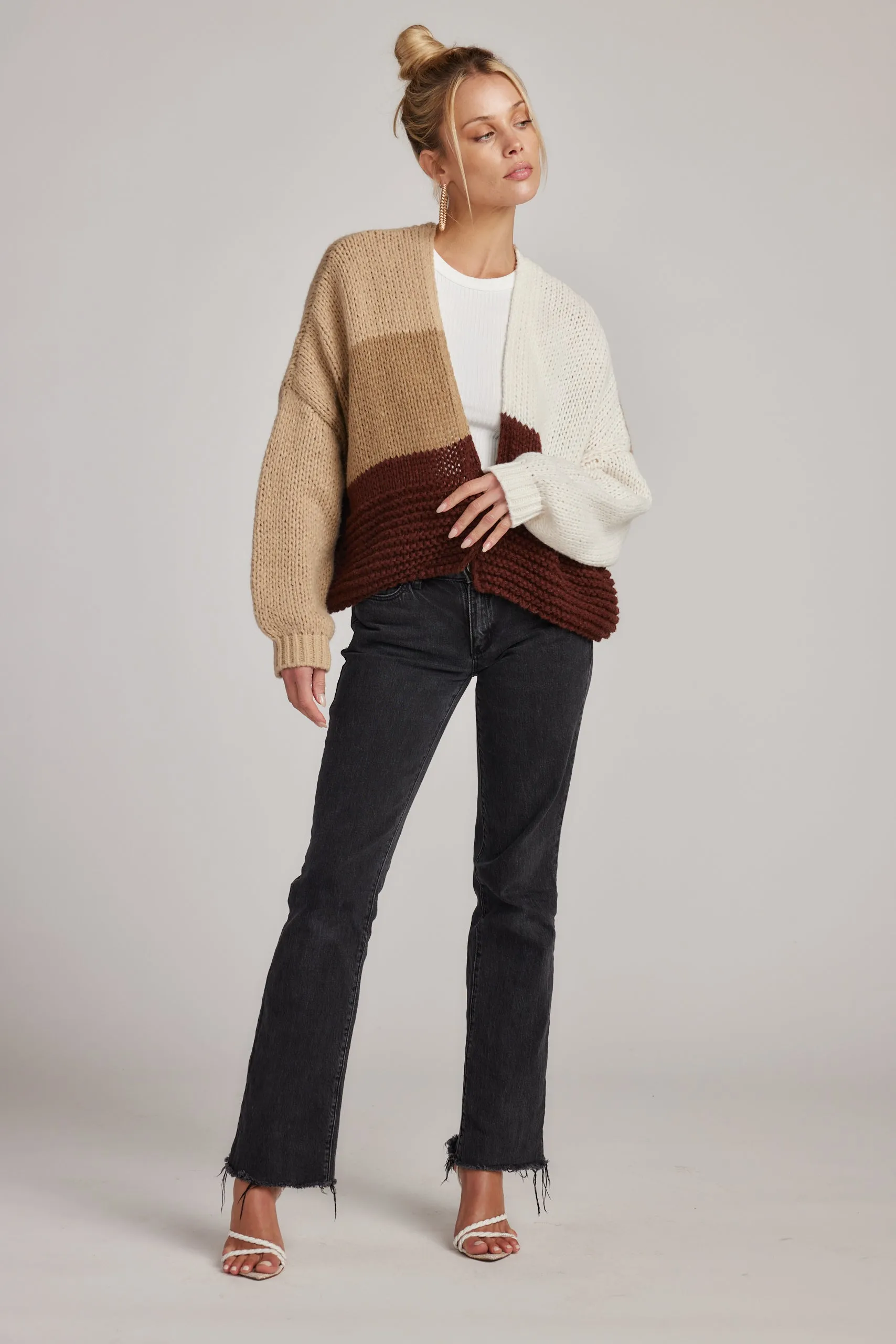 Tori Beige Colorblock Sweater