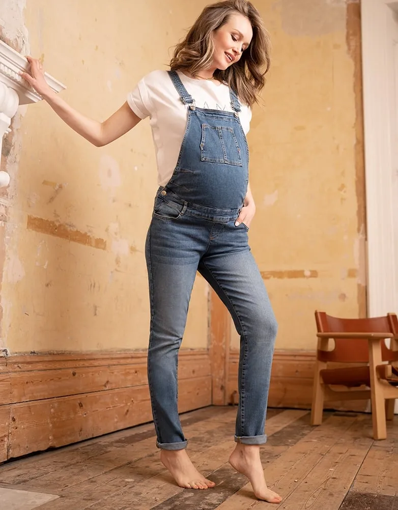 Trav | Light Wash Denim Maternity Overalls