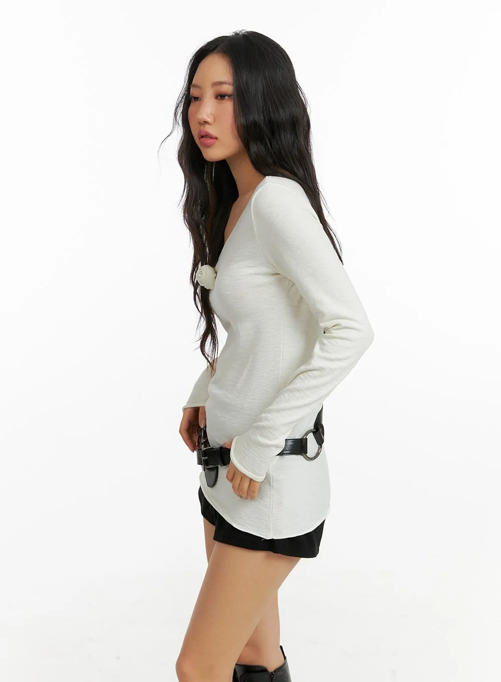 V-Neck Long Sleeve Top CF407