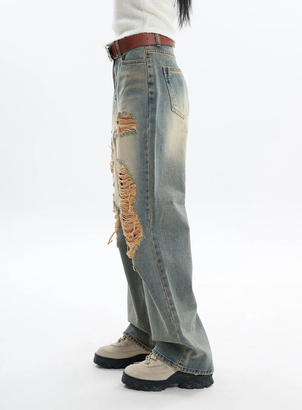 Vintage Ripped Baggy Jeans IF413