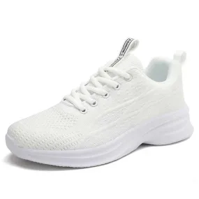 White flyknit texture pattern lace up shoe sneaker