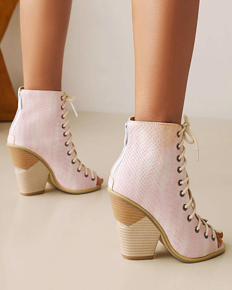 Women's Elegant Ribbon decoration Zipper Heels