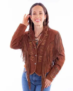 Women's Snap Front Whip Stitch Fringe Jacket